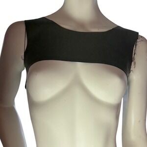 Simple Clothing Micro Crop Top Olive Green Faux Leather Cyberpunk Rave Size S